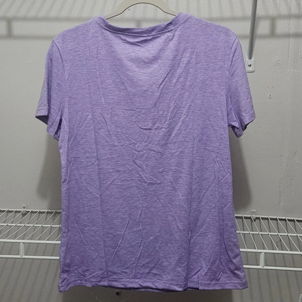 NWT S & M 'FUN FACT: I Don't Care" V Neck Tee Shirt - Picture 5 of 6